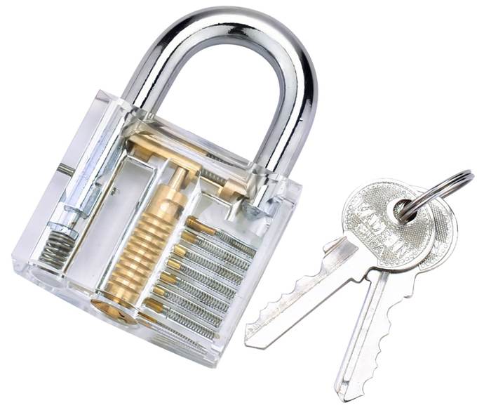 Clear Padlock for Lock Pick Practice Cool Tools